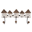 Wall Coat Rack 3 Hooks White Brown 38x8x19 cm