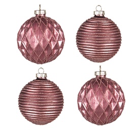 [6GL4143] Boule de Noël Rouge Ø 8x8 cm (set 4)