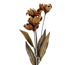 [6PL0403CR] Branche de décoration avec fleurs Marron Vert 8x5x60 cm