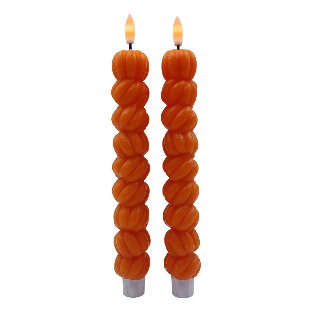 Kerze mit LED set 2 Orange Ø 3x25 cm / 2xAAA