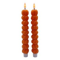 [6CA0009] Candle with LED set 2 Orange Ø 3x25 cm / 2xAAA