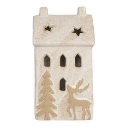 [6CE2176L] Decoratie huisje met LED 10x9x18 cm