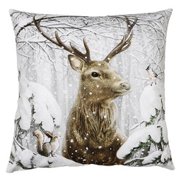 [KG023.220] Coussin rempli Marron Blanc 45x45x4 cm