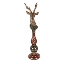 Dekoration Hirsch Goldfarbig Rot 14x17x49 cm