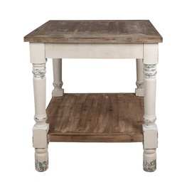 [5H0695W] Table White Brown 80x80x85 cm
