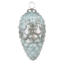 [6GL3744] Boule de Noël Turquoise, Marron Ø 8x15 cm