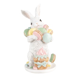 [6PR5209] Decorazione Coniglio Bianco Rosa 13x15x25 cm