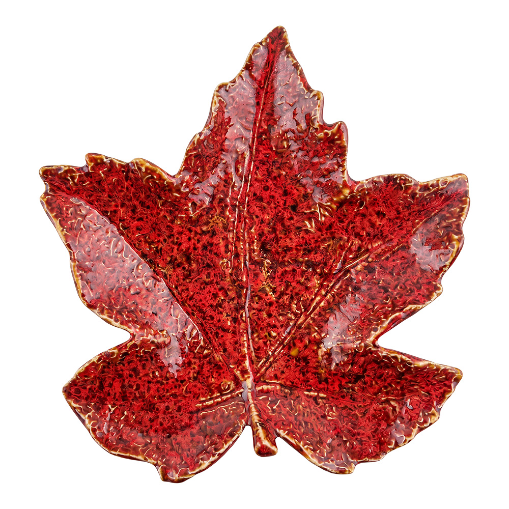 Dekorative Schale Blatt Rot Beige 20x19x4 cm