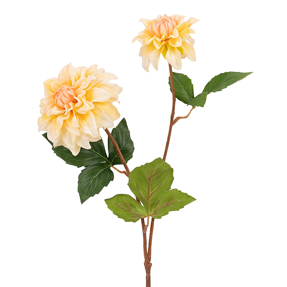 Deko Ast mit Blumen Gelb Grün 60 cm
