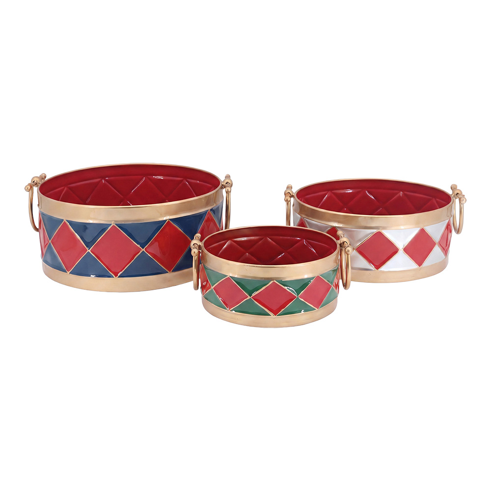 Bol de décoration (3) Rouge Couleur or 35x31x13 / 29x26x12 / 23x21x9 cm