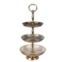 Etagere 3 Etagen Beige Goldfarbig Ø 18x35 cm