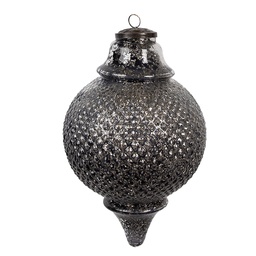 [6GL4533M] Boule de Noël Noir Gris Ø 16x27 cm