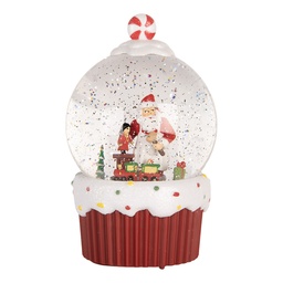 [6PR6165] Schneekugel  mit LED Rot Weiß Ø 12x20 cm / 3xAA
