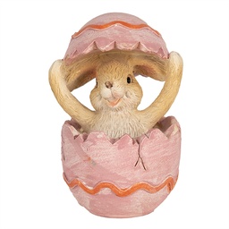 [6PR4107] Decorazione coniglio nell'uovo Marrone Rosa 6x6x8 cm