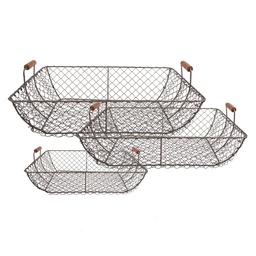 [6Y5522] Paniers Marron (set 3) 40x34x15 / 36x30x14 / 32x26x13 cm