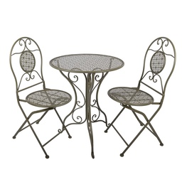 [5Y1435] Set da Bistrot Tavolo sedie (3 Pz.) Verde Ø 60x70 / 50x40x93 cm (2)