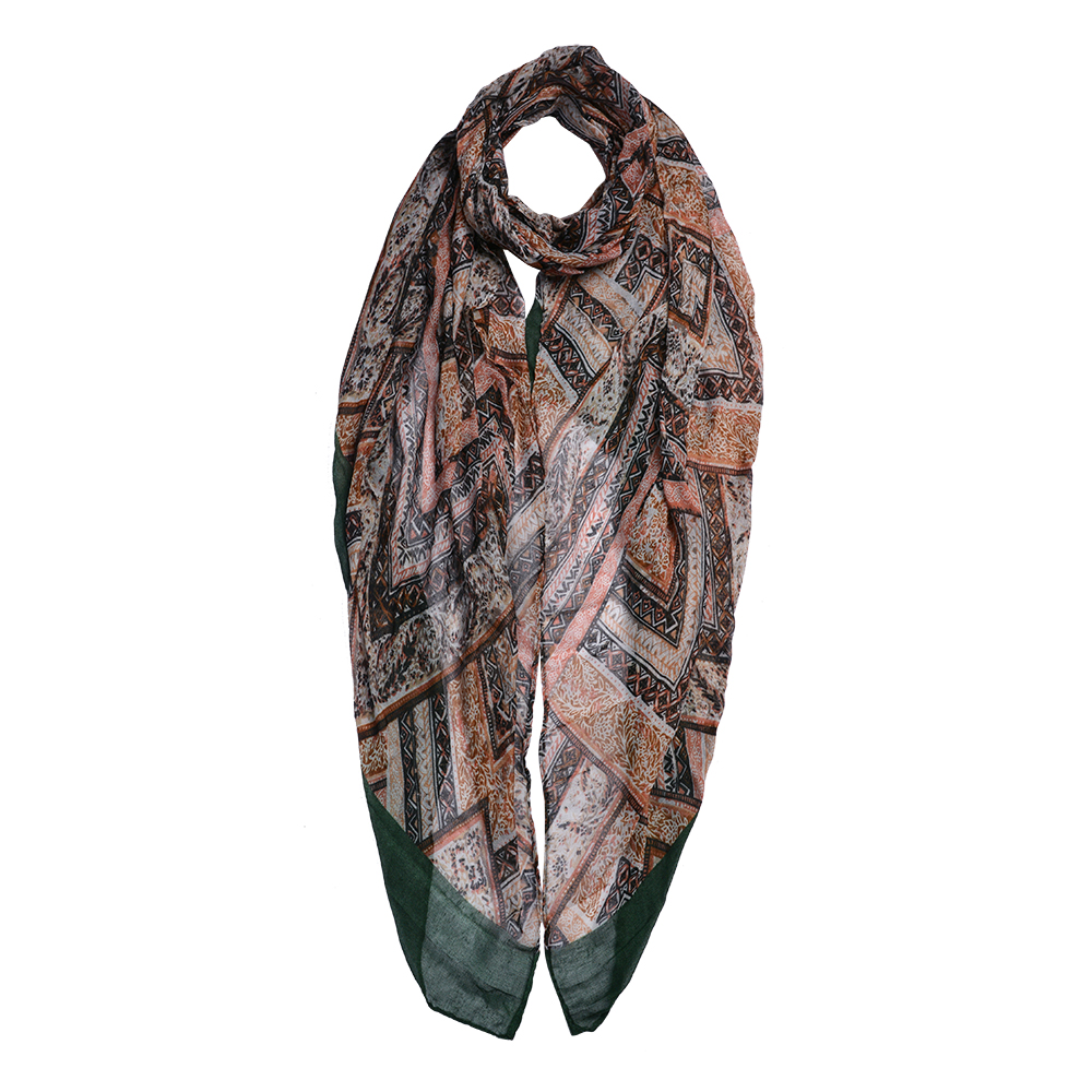 Foulard femme impirmée Vert 80x180 cm