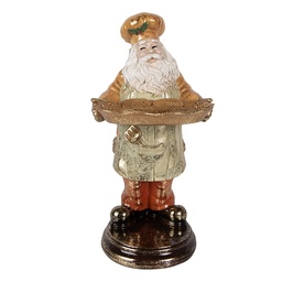 [6PR6049] Weihnachtsdeko Weihnachtsmann mit Schale Gelb Goldfarbig 15x18x31 cm