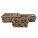 Cesti Portaoggetti (set di 3) Marrone 23x23x8 / 21x21x7 / 17x17x6 cm