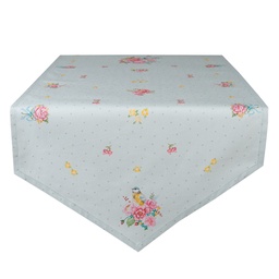 Clayre & Eef Tischläufer 50x160 cm Grün Baumwolle Blumen