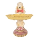 Decoration Dog with platter Beige Yellow 15x16x21 cm