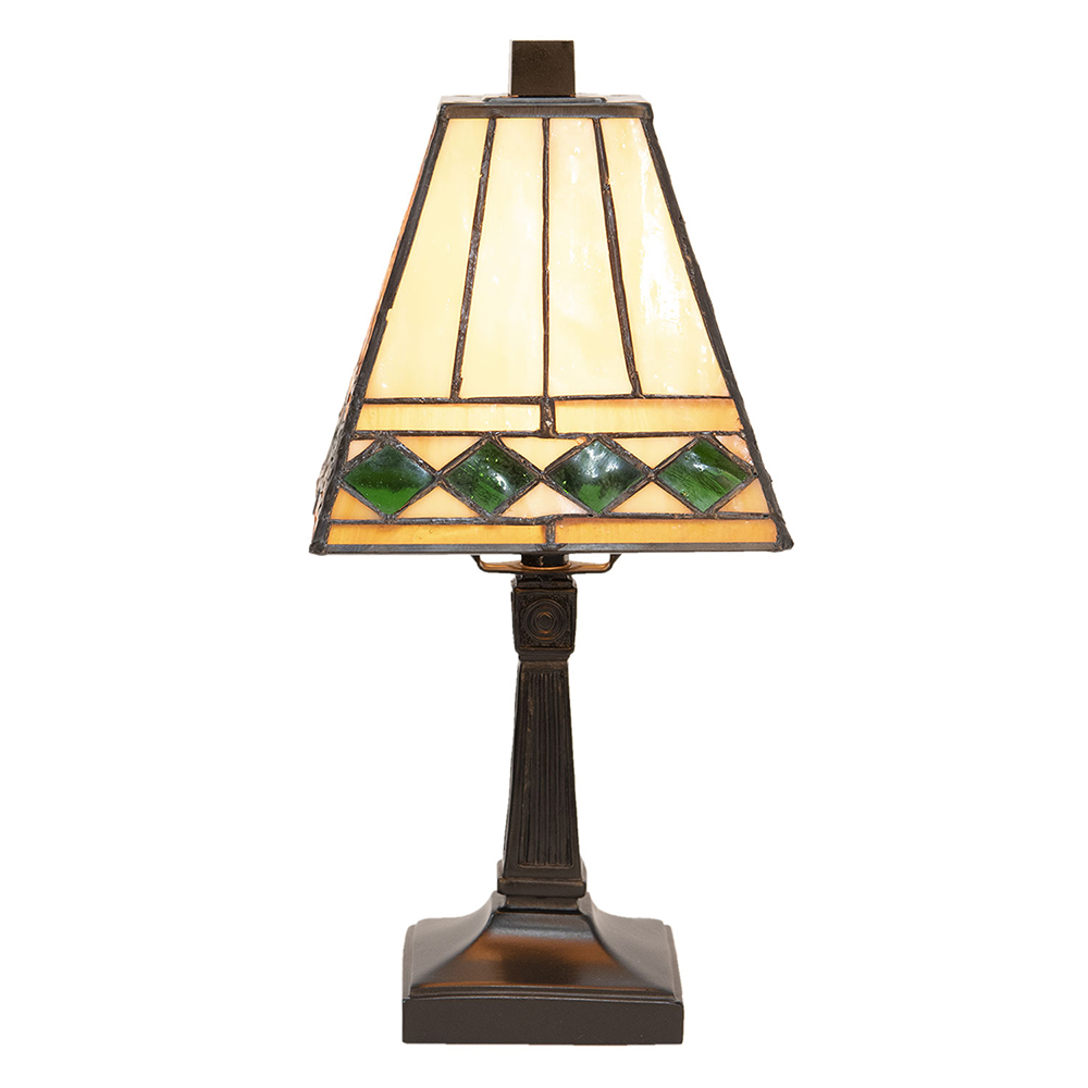 Table Lamp Tiffany Beige, Green 20x20x30 cm E14/max 1x40W