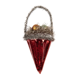 [6GL5405] Boule de Noël Rouge Couleur argent Ø 7x10 cm