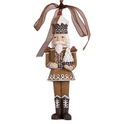 [6PR5390] Décoration pendentif Casse-noisette Marron Blanc 4x2x13 cm