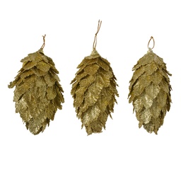 [66173GO] Weihnachtsdeko Blume (set 3) Goldfarbig Ø 7x13 cm