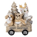 Weihnachtsdeko Standbild Hunde und Katze Grau, Beige, Weiß 9x7x11 cm