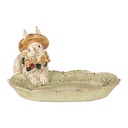 Plat/Bol décoratif avec lapin Beige Vert 14x11x8 cm