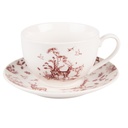 Tazzina da caffè con piattino Beige Rosso 12x9x6 cm / Ø 14x2 cm / 200 ml