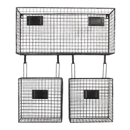 [6Y4455] Wall Rack Black 56x12x65 cm