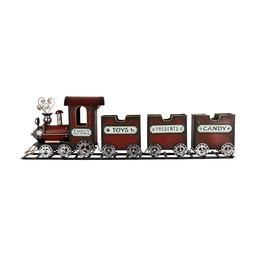 [5Y1298] Décoration Train Rouge Vert 95x19x28 cm