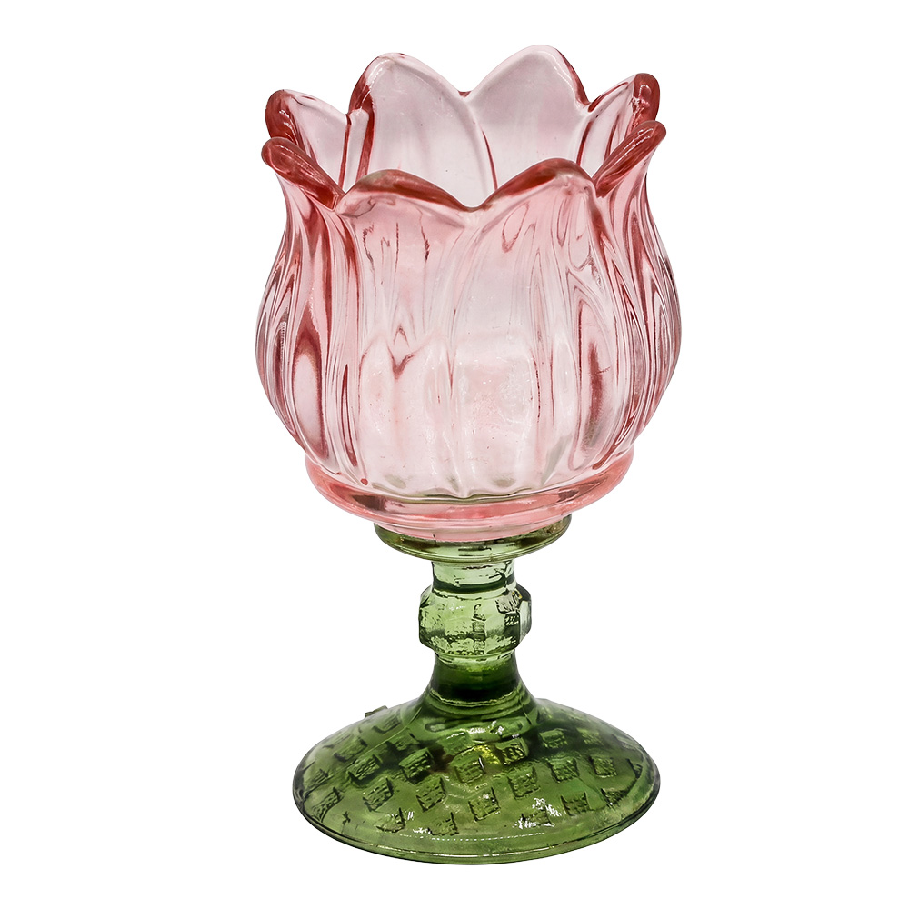 Glas Kerzenhalter Rosa Grün Ø 7x13 cm