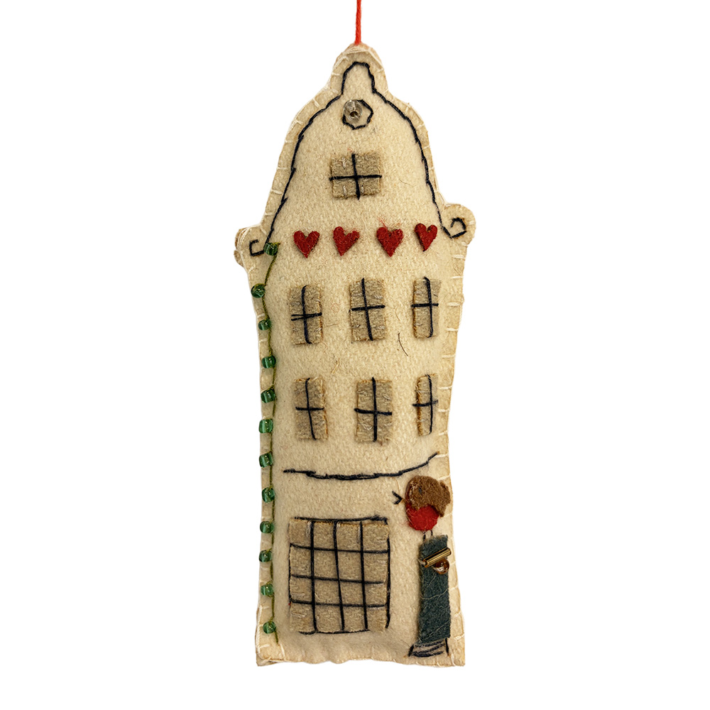 Decoratie hanger huisje vilt 5x2x15 cm