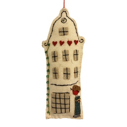 Clayre & Eef Weihnachtsanhänger Haus Weiß Filz
