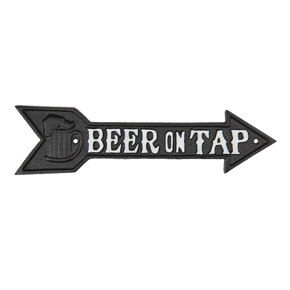 Tekstbord pijl Beer on tap 32x1x8 cm