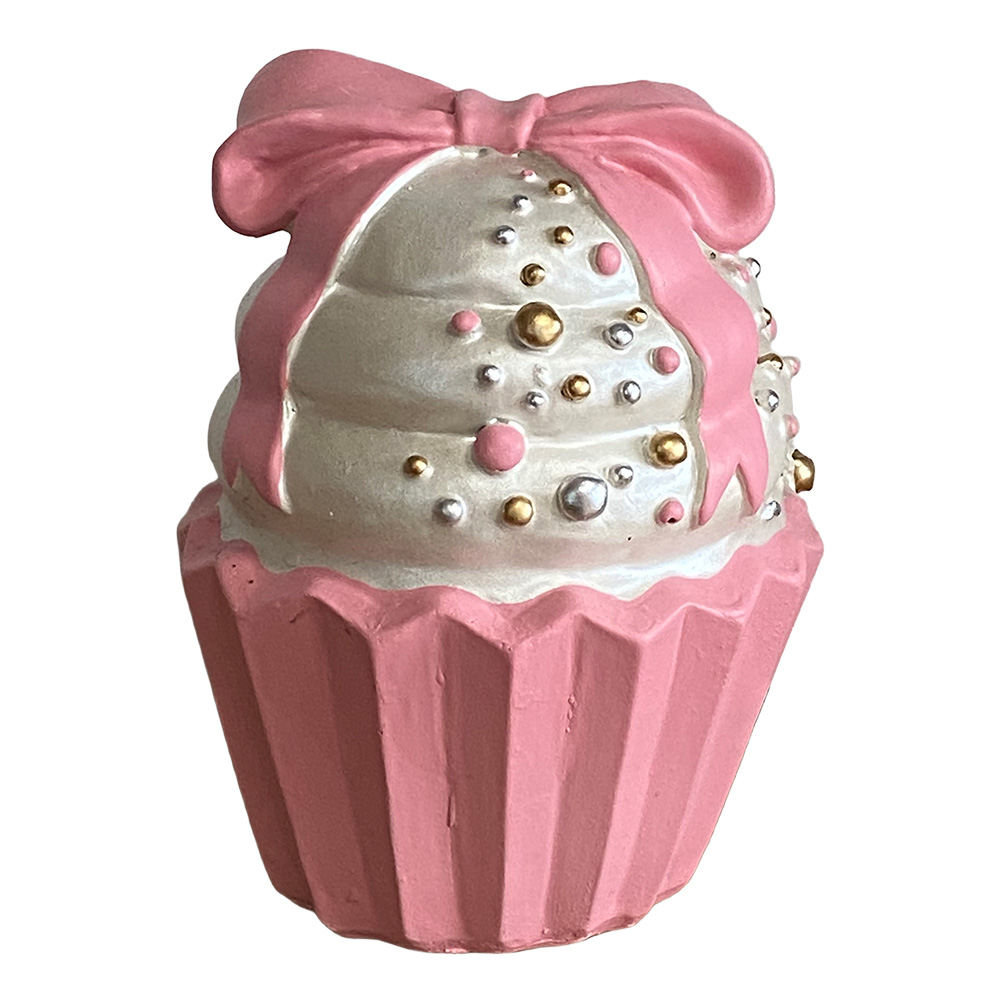 Decoration Cupcake Pink White Ø 9x12 cm