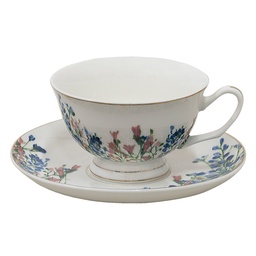[FISKS] Tasse et soucoupe Blanc, Bleu 12x10x6 cm / Ø 15x2 cm / 250 ml