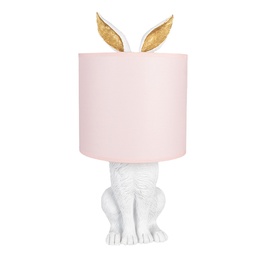 [6LMC0013WP] Lampe de table Lapin Blanc Rose Ø 20x43 cm E27/max 1x60W