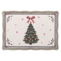 [TCH87] Dekoratives Tablett Beige Grün 31x22x2 cm