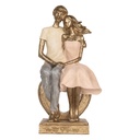 Dekoration sitzendes Paar Goldfarbig Rosa 14x12x28 cm