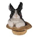 Statua Decorativa Coniglio Nero, Bianco 12x12x14 cm