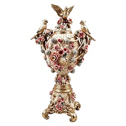 [6PR6225] Deko-Topf mit Deckel Goldfarbig Weiß 20x14x35 cm