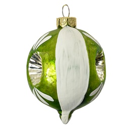 [6GL4709] Boule de Noël Vert Blanc Ø 5x7 cm