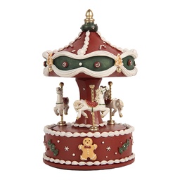 [66755] Boîte à musique Carrousel Rouge Blanc Ø 12x19 cm