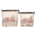 Porte Plante (set 2)  Blanc 27x25x23/40 / 31x30x27/47 cm