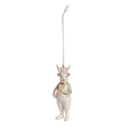 [6PR4989] Pendentif décoratif Lapin Blanc Vert 4x4x10 cm