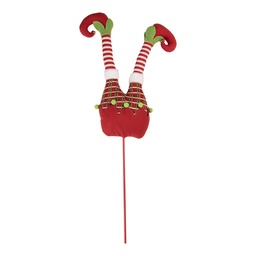 [50909] Decorazione Natale Gambe da elfo di Natale Rosso Verde 20x8x82 cm